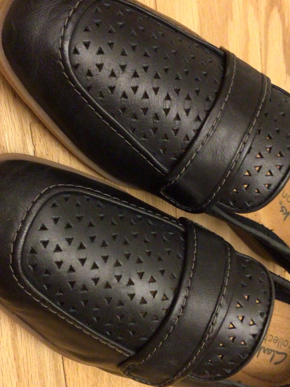 Clarks Black Perforated Slip-On Loafers
